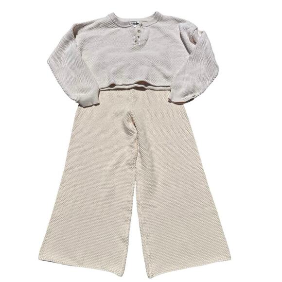 Women’s Sincerely Jules Henley High Waist Crop Waffle Knit Lounge Set Medium - Picture 1 of 5